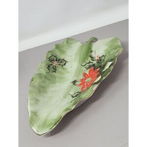 Vintage‎ Hand-Painted Lefton China Leaf-Shaped Holiday/Candy Dish 4394